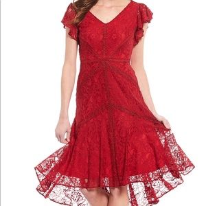 Taylor,Lace, high low, flutter sleeve dress.